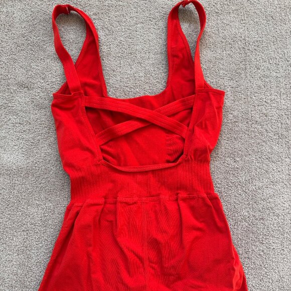 NEW- FREE PEOPLE MOVEMENT - Good Karma Runsie - ORANGE/RED - NWOT - Picture 3 of 6